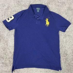 Polo Ralph Lauren Shirt Boys XL 18-20 Purple Rugby Big Pony Short Sleeve
